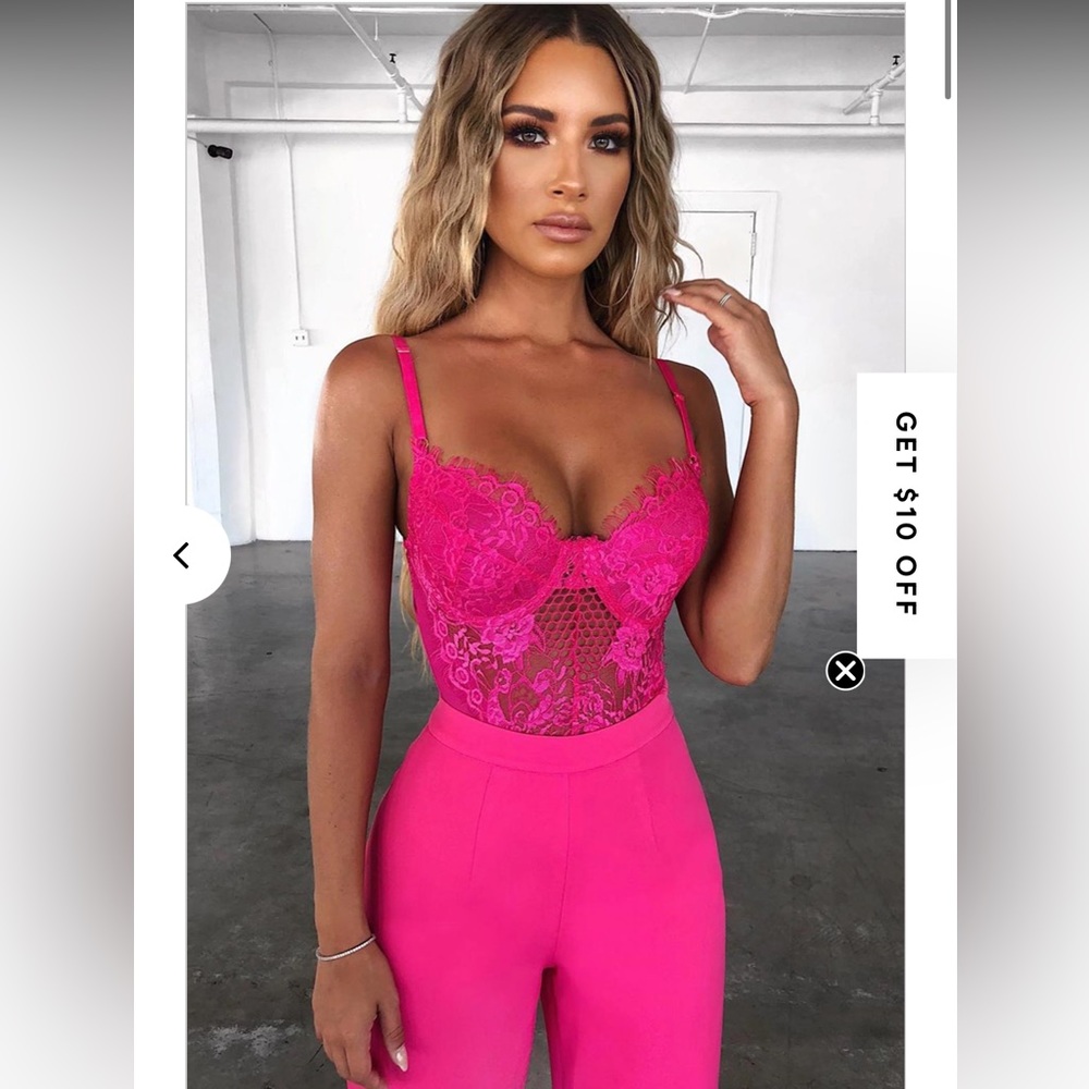 Hot pink corset bodysuit! Details from website in photos!